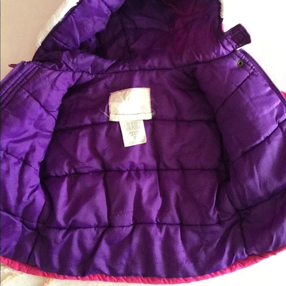 80’s hooded floral puffer faux fur hooded jacket - Picture 4 of 5